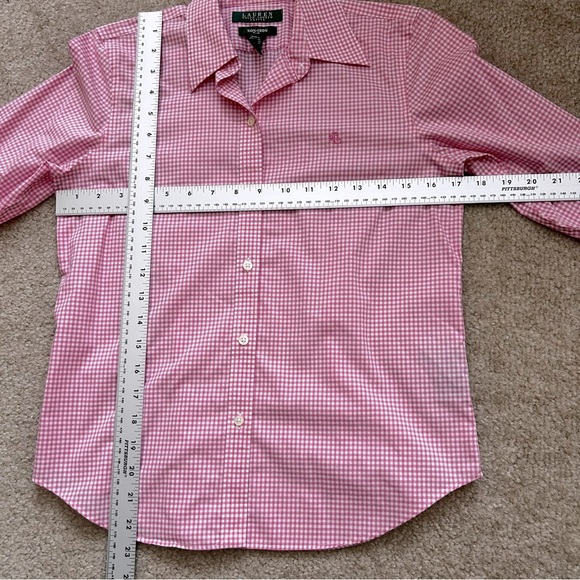 Lauren Ralph Lauren Petite Non Iron Checkered Button Down Shirt - Picture 6 of 9